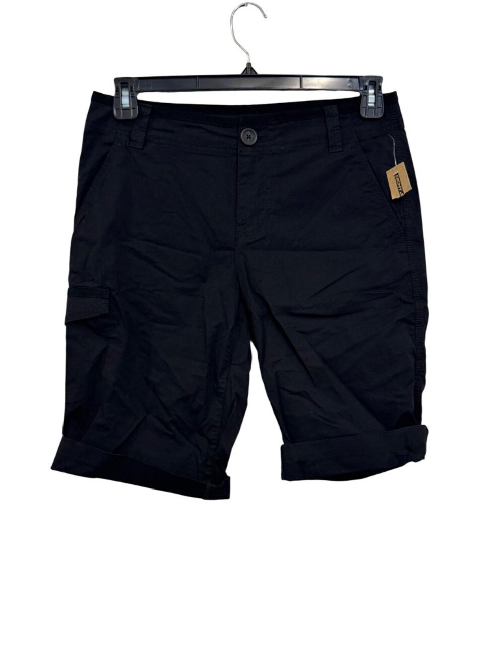 DKNY Jeans Women’s Black Cotton Cargo Bermuda Shorts Size 4 New With Tags